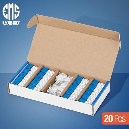 Everest Blue 90° Cat6 Keystone Jack - 20-Pack