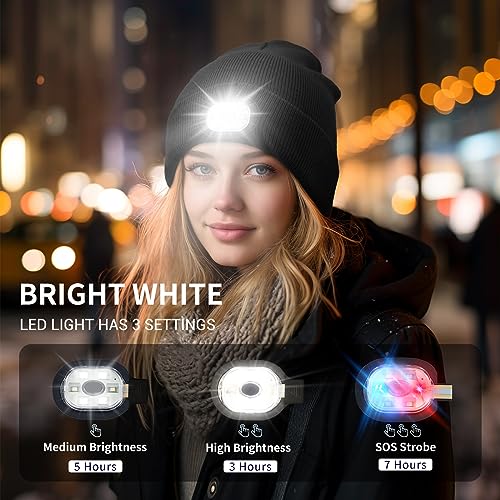 Yontune Rechargeable LED Beanie Hat for Men and Women