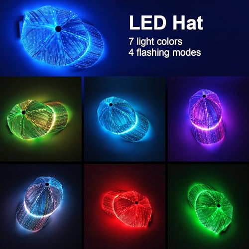 LED Baseball Cap with 7 Color Glow for Events & Parties