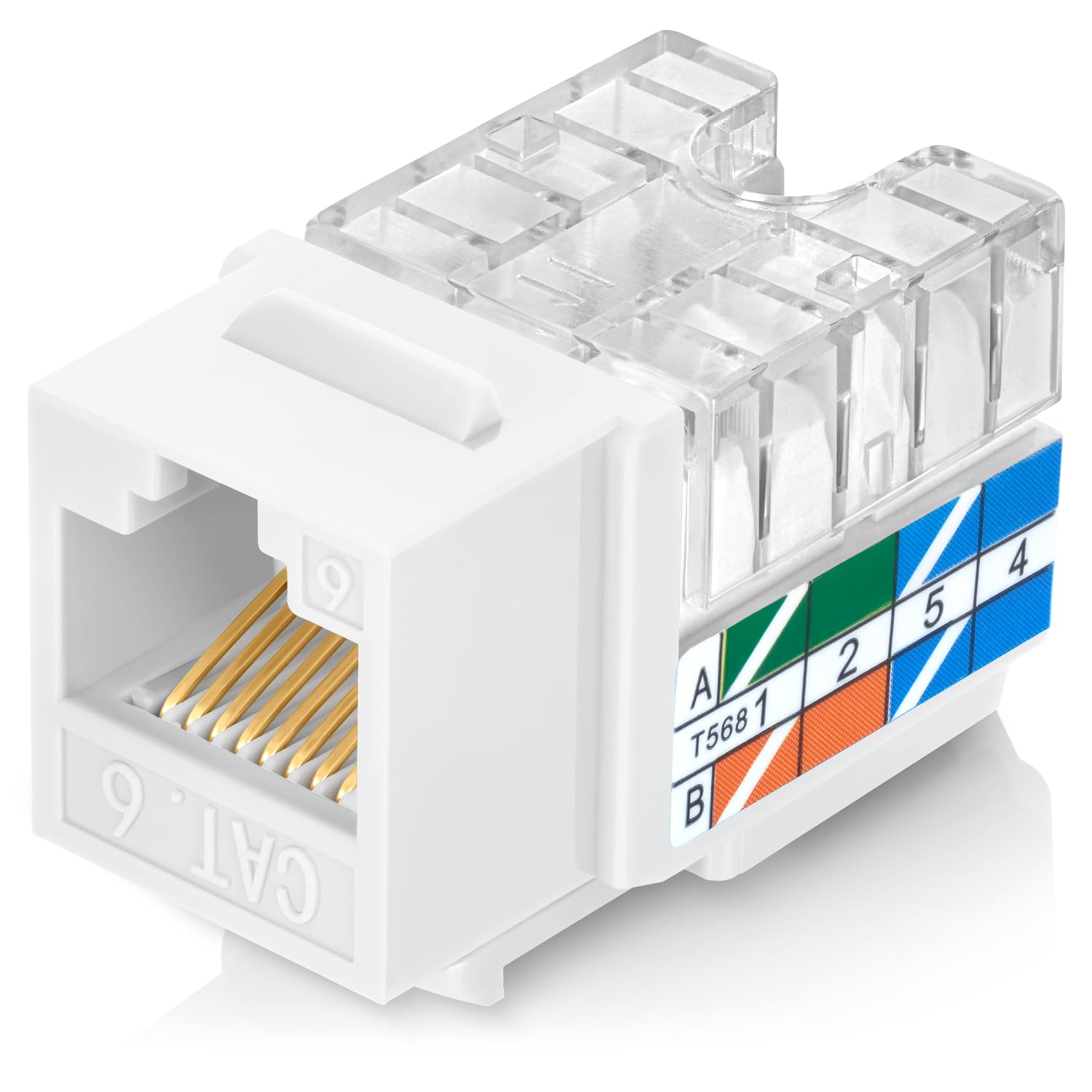 White 90° Cat6 Everest Keystone Jacks - 50-Pack