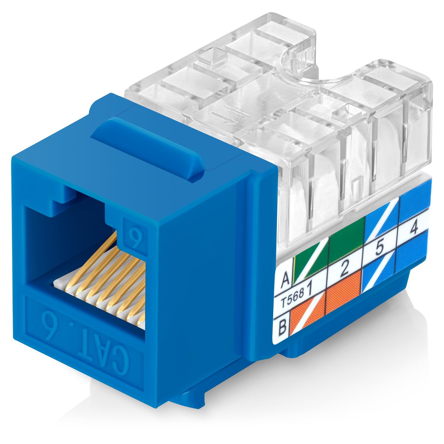 Everest Blue 90° Cat6 Keystone Jack - 20-Pack