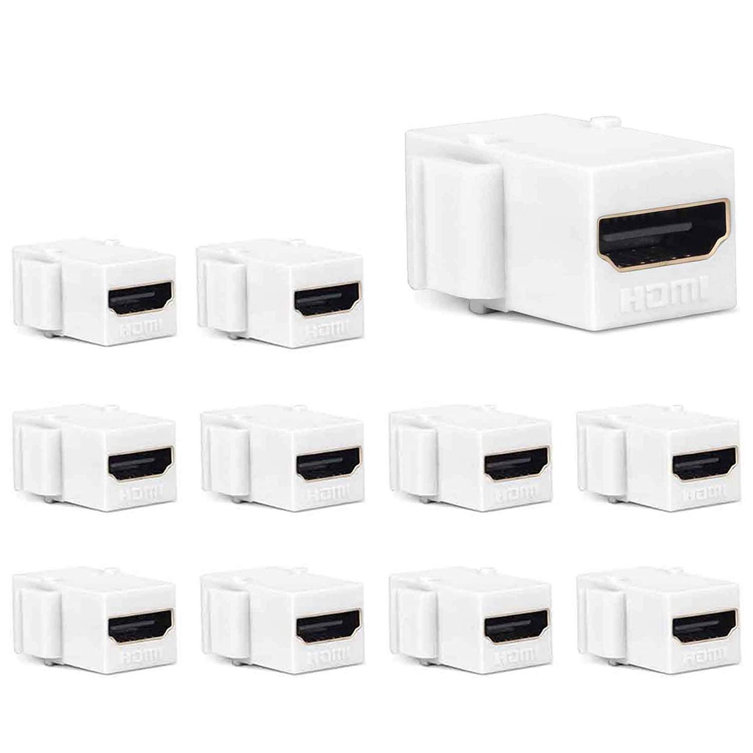 10-Pack White HDMI Keystone Female to Female Couplers