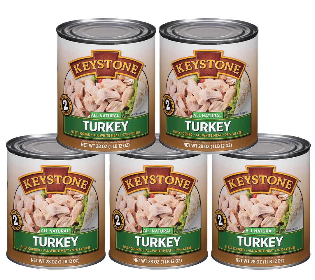 Emergency Survival Turkey Canned, All Natural, Family Pack of 5