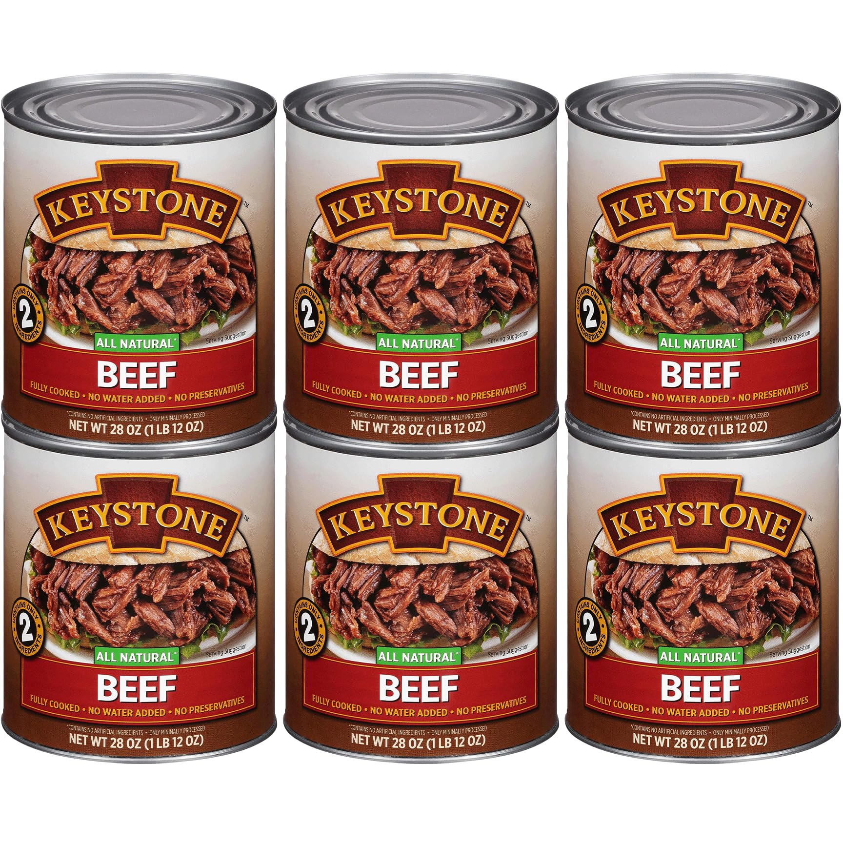 All-Natural Canned Beef for Camping: 28 Oz, 6-Pack