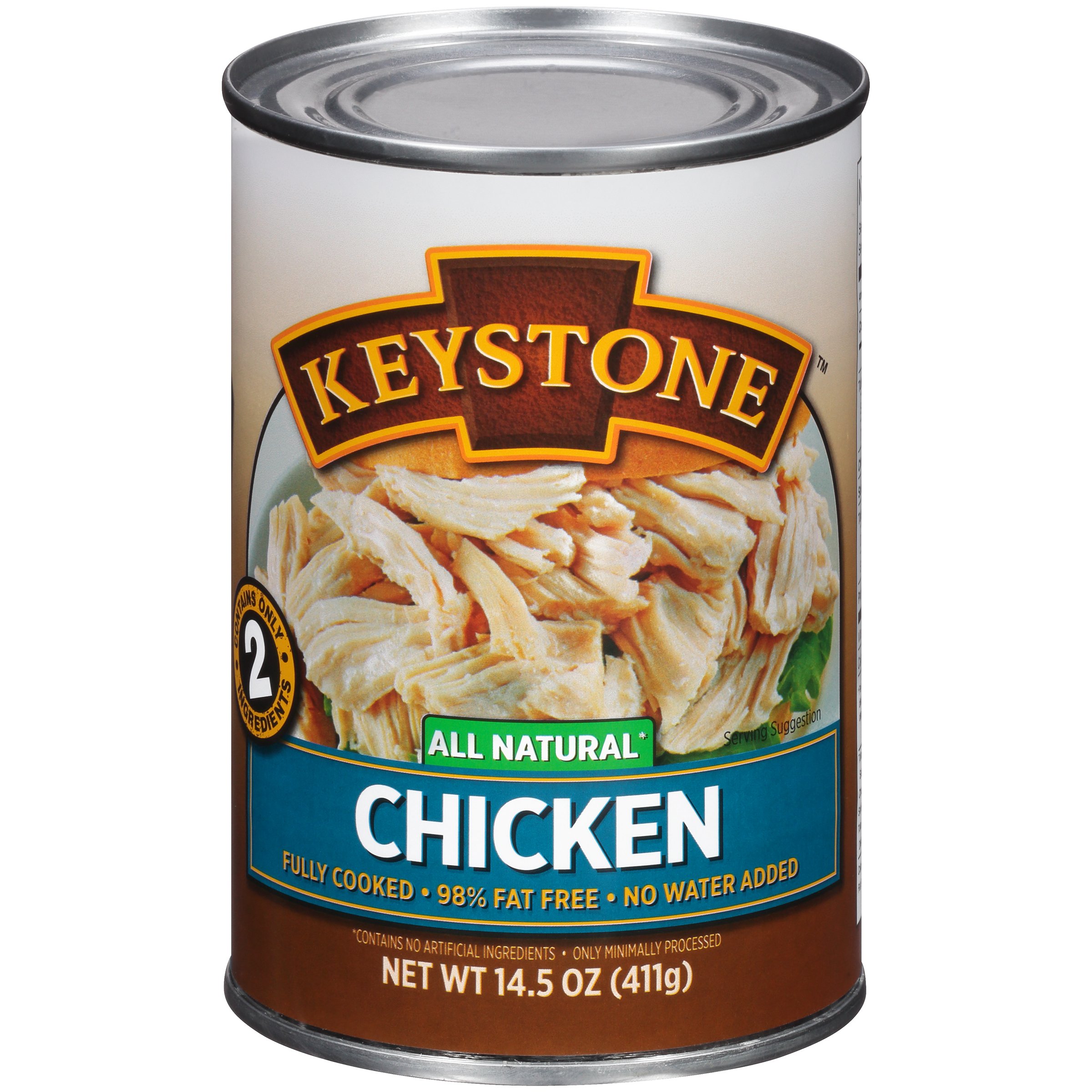 Keystone All Natural Premium Canned Chicken - No Water Added, Ready-to-Eat (14.5 Oz)